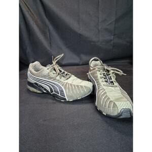 Puma Mens Gray Mesh Athletic Running Shoes Green In Great Shape.. Size 7.5